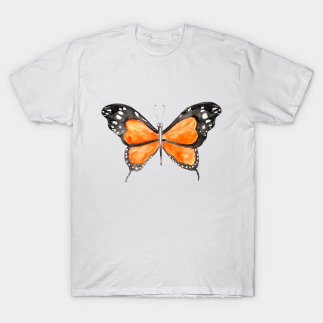 orange and black butterfly watercolor 3 T-Shirt by colorandcolor